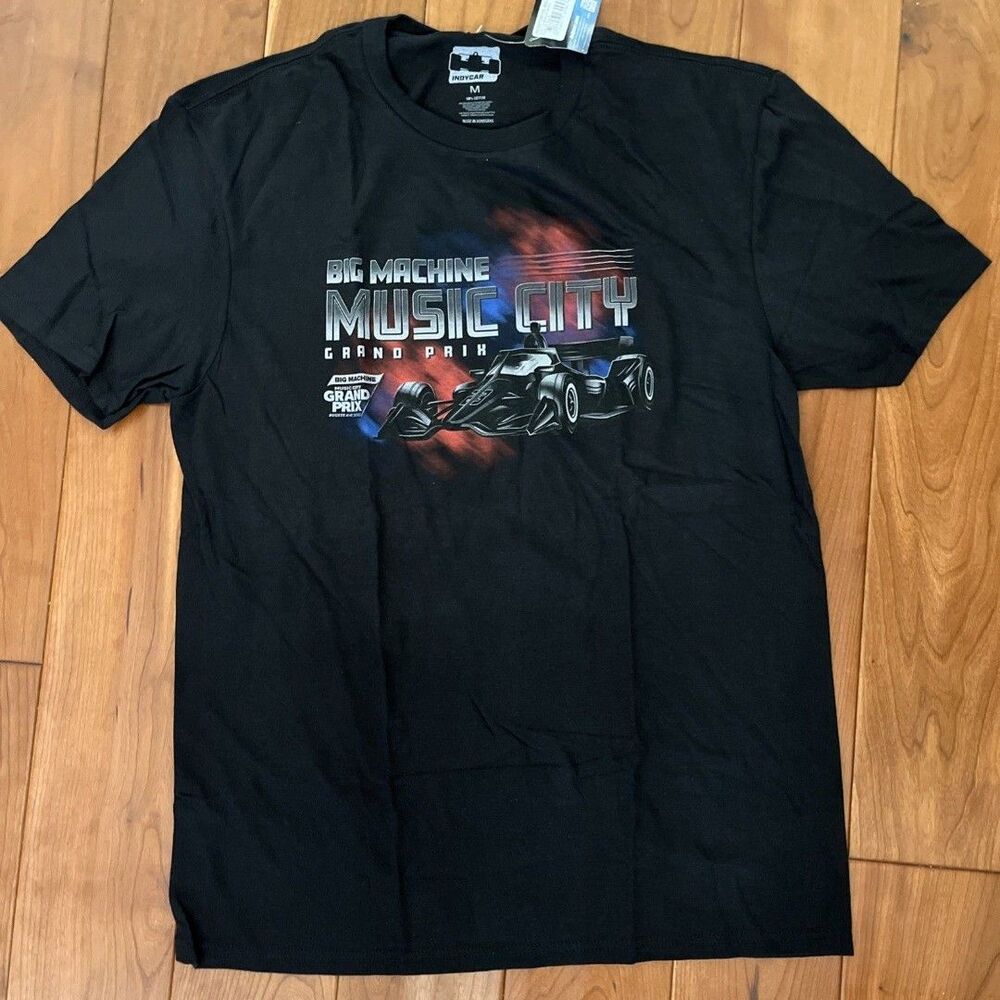Indy Car Big Machine Music City Grand Prix 2023 T-Shirt Black Graphic Mens Large